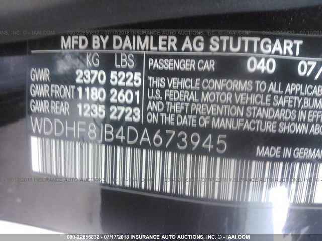 WDDHF8JB4DA673945 - 2013 MERCEDES-BENZ E 350 4MATIC BLACK photo 9