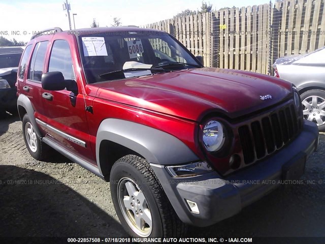 1J4GK48K15W679006 - 2005 JEEP LIBERTY SPORT RED photo 1