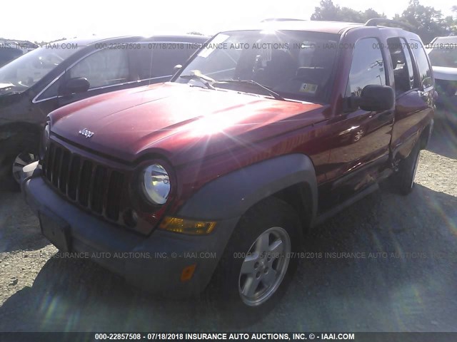 1J4GK48K15W679006 - 2005 JEEP LIBERTY SPORT RED photo 2