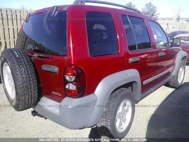 1J4GK48K15W679006 - 2005 JEEP LIBERTY SPORT RED photo 4