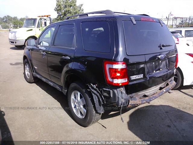 1FMCU03178KA05195 - 2008 FORD ESCAPE XLT BLACK photo 3