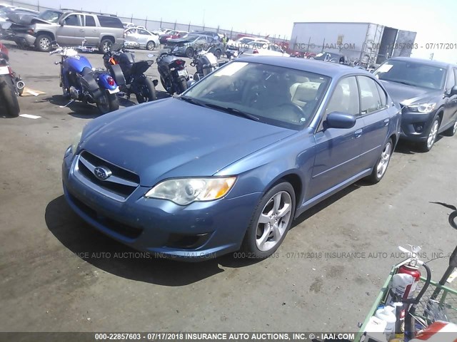 4S3BL616297219665 - 2009 SUBARU LEGACY 2.5I BLUE photo 2