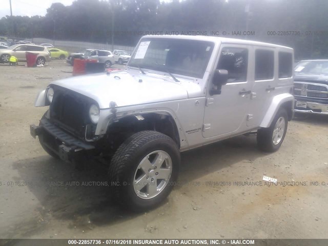 1J4BA5H18BL557265 - 2011 JEEP WRANGLER UNLIMITE SAHARA SILVER photo 2