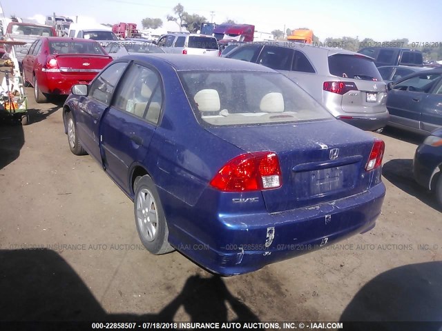 1HGES16375L013200 - 2005 HONDA CIVIC DX VP BLUE photo 3