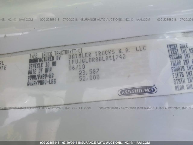 1FUJGLDR8BLAY1742 - 2011 FREIGHTLINER CASCADIA 125  Unknown photo 10