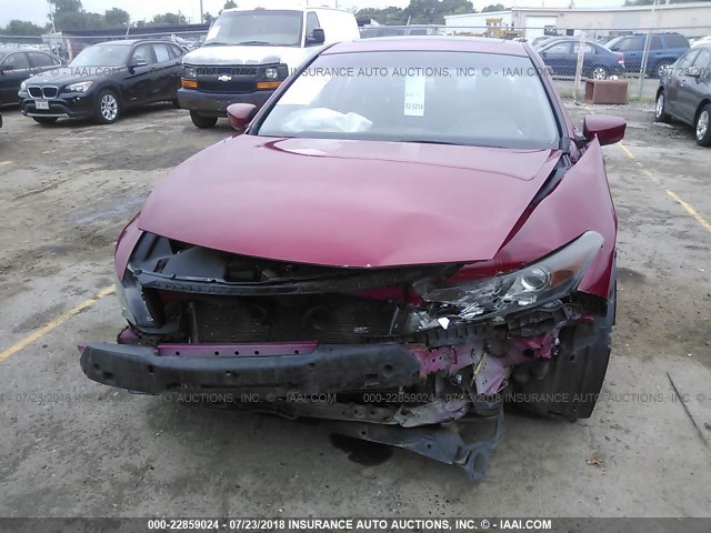 1HGCS1B86BA010451 - 2011 HONDA ACCORD EXL RED photo 6