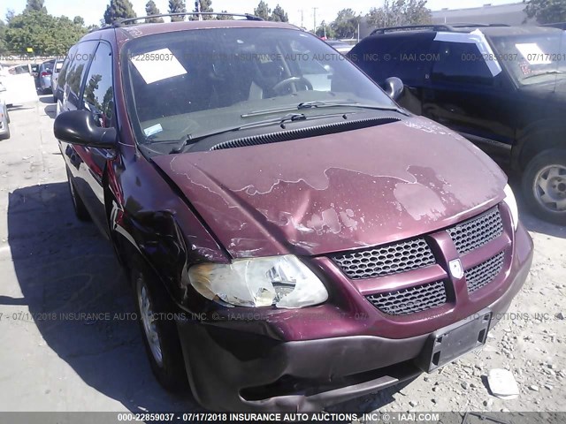 1B4GP25312B637542 - 2002 DODGE CARAVAN SE MAROON photo 1