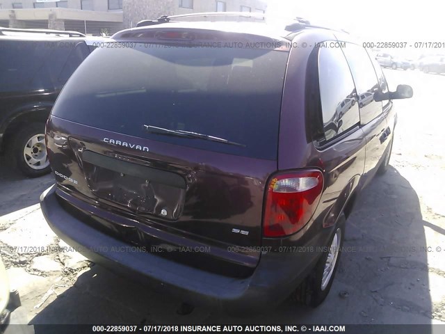 1B4GP25312B637542 - 2002 DODGE CARAVAN SE MAROON photo 4