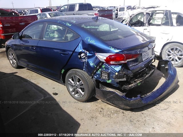 5NPD84LF7JH347962 - 2018 HYUNDAI ELANTRA SEL/VALUE/LIMITED BLUE photo 3