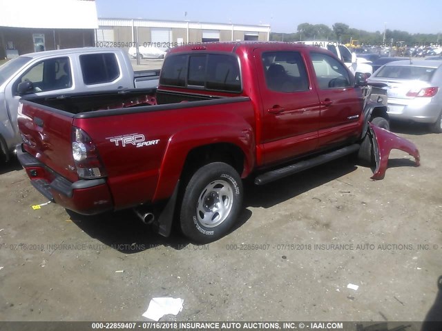 5TFLU4ENXDX070633 - 2013 TOYOTA TACOMA DOUBLE CAB წითელი ფოტო 4