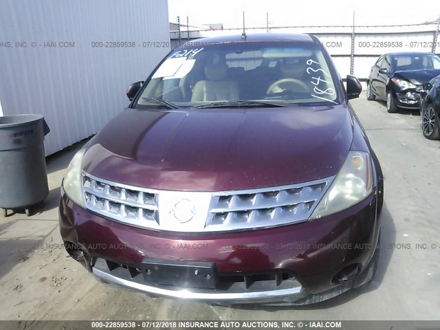 JN8AZ08T07W504309 - 2007 NISSAN MURANO SL/SE/S MAROON photo 6