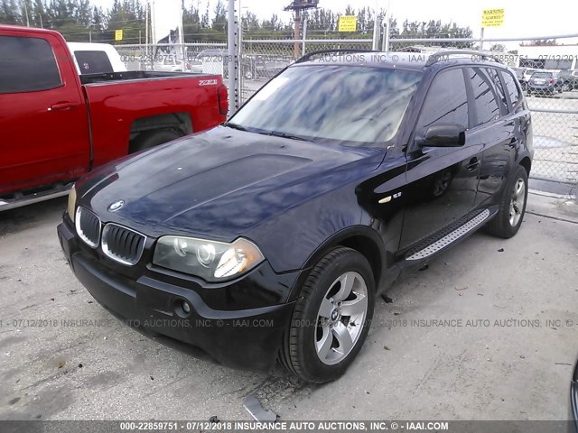 WBXPA73444WB21500 - 2004 BMW X3 2.5I BLACK photo 2