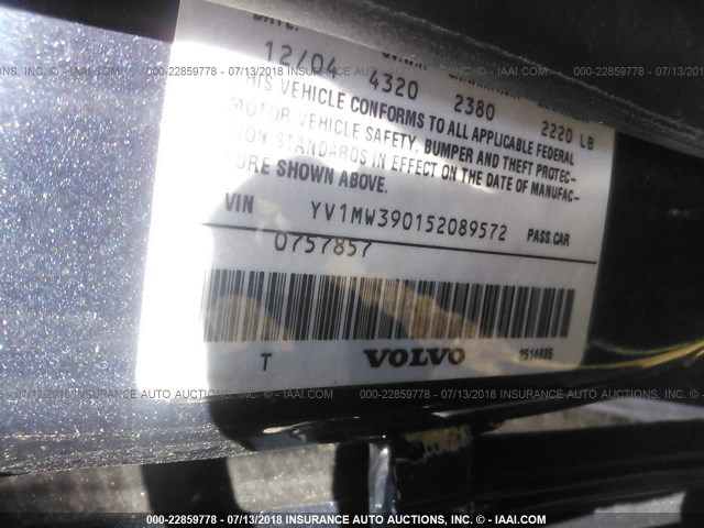 YV1MW390152089572 - 2005 VOLVO V50 2.4I BLUE photo 9