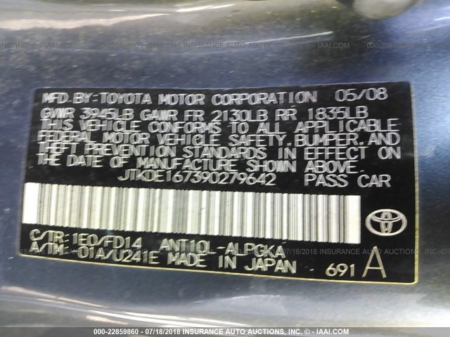 JTKDE167390279642 - 2009 TOYOTA SCION TC 灰色 照片 9