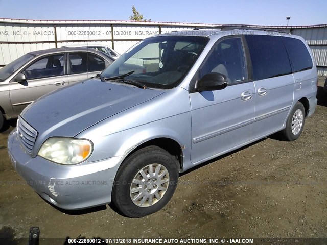 KNDUP132456768696 - 2005 KIA SEDONA EX/LX BLUE photo 2