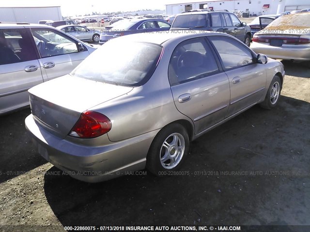 KNAFB121435216051 - 2003 KIA SPECTRA LS BEIGE photo 4