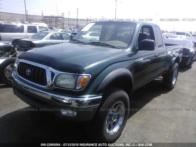 5TESN92N51Z728714 - 2001 TOYOTA TACOMA XTRACAB PRERUNNER GREEN photo 2