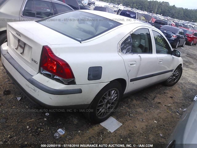 YV1RS61R622134837 - 2002 VOLVO S60 WHITE photo 4