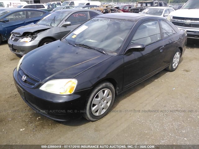 1HGEM22932L084626 - 2002 HONDA CIVIC EX BLACK photo 2