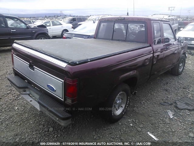 1FTCR14U5NPA13993 - 1992 FORD RANGER SUPER CAB RED photo 4