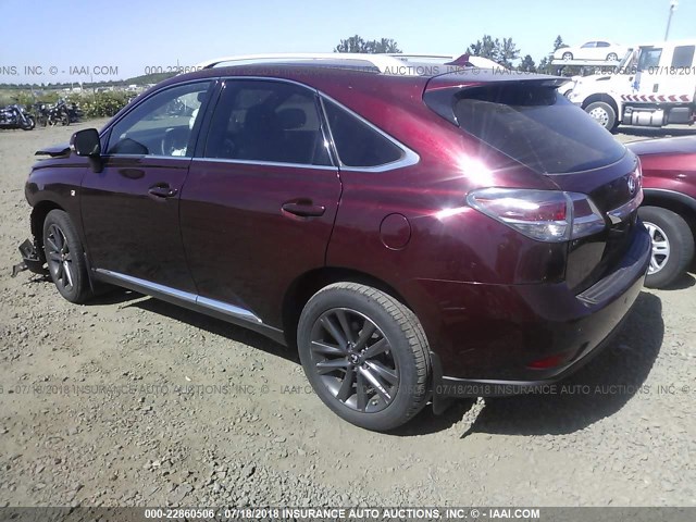 2T2BK1BA9DC174686 - 2013 LEXUS RX 350/BASE/F SPORT MAROON photo 3