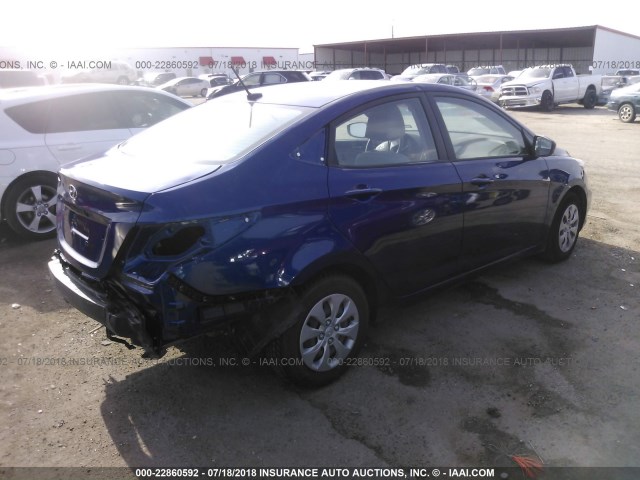 KMHCT4AE3HU222893 - 2017 HYUNDAI ACCENT SE BLUE photo 4