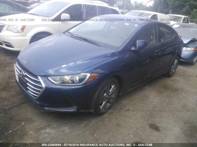 5NPD84LF5HH004822 - 2017 HYUNDAI ELANTRA SE/VALUE/LIMITED BLUE photo 2