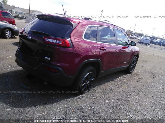 1C4PJLCS7EW116858 - 2014 JEEP CHEROKEE LATITUDE RED photo 4