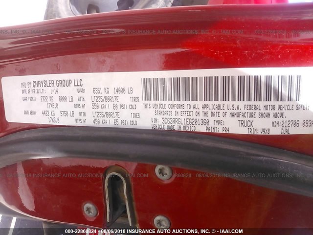 3C63RRGL1EG201360 - 2014 RAM 3500 ST RED photo 10