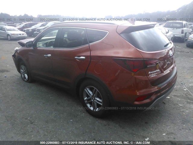 5XYZU3LB1HG457027 - 2017 HYUNDAI SANTA FE SPORT  ORANGE photo 3