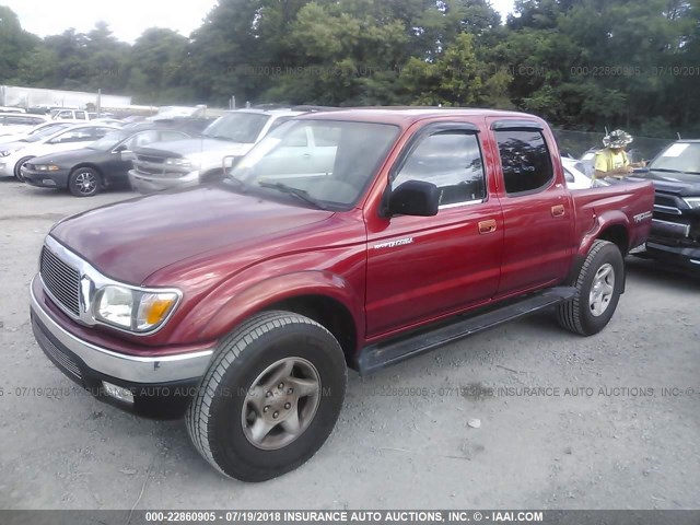 5TEHN72N92Z084764 - 2002 TOYOTA TACOMA DOUBLE CAB წითელი ფოტო 2