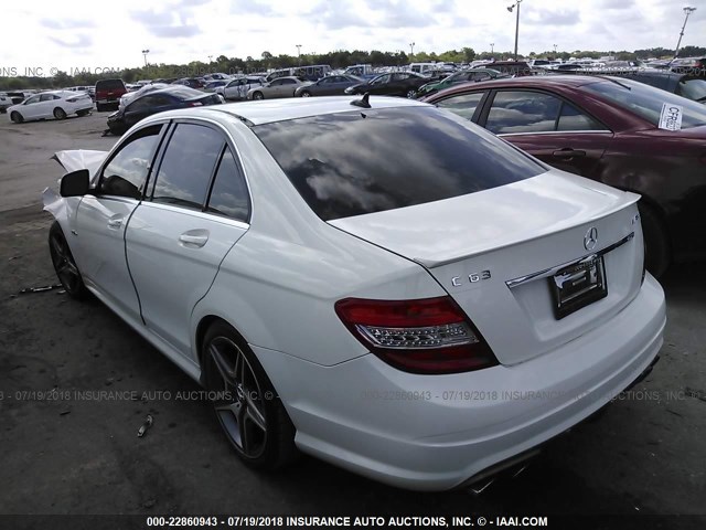 WDDGF77X38F174586 - 2008 MERCEDES-BENZ C 63 AMG WHITE photo 3