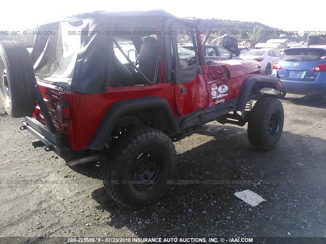 1J4FY29PXXP468537 - 1999 JEEP WRANGLER / TJ SE RED photo 4