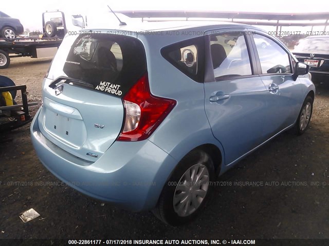 3N1CE2CP8FL371179 - 2015 NISSAN VERSA NOTE S/S PLUS/SV/SL/SR Light Blue photo 4