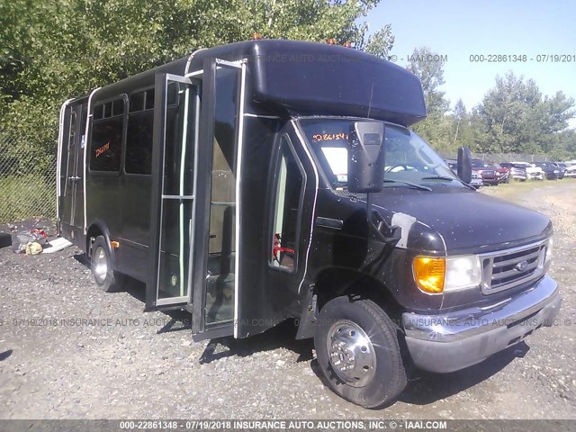 1FDXE45S66DA92133 - 2006 FORD ECONOLINE E450 SUPER DUTY CUTWY VAN BLACK photo 1