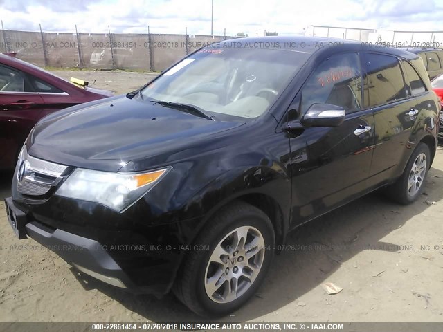 2HNYD28357H519725 - 2007 ACURA MDX TECHNOLOGY BLACK photo 2