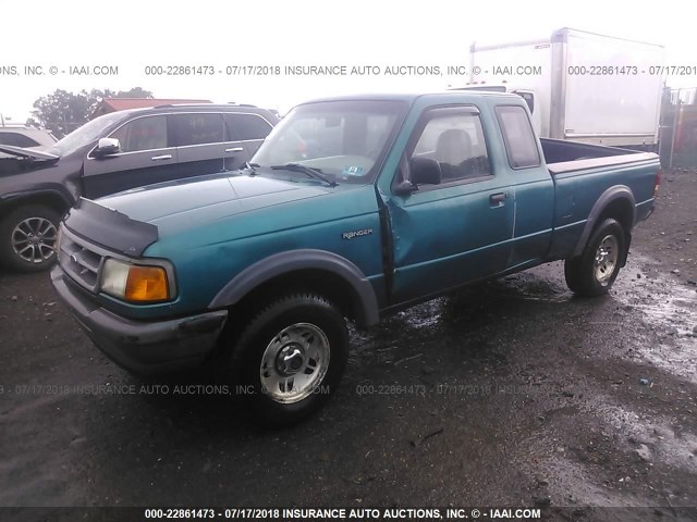 1FTCR15U1VPA53857 - 1997 FORD RANGER SUPER CAB GREEN photo 2