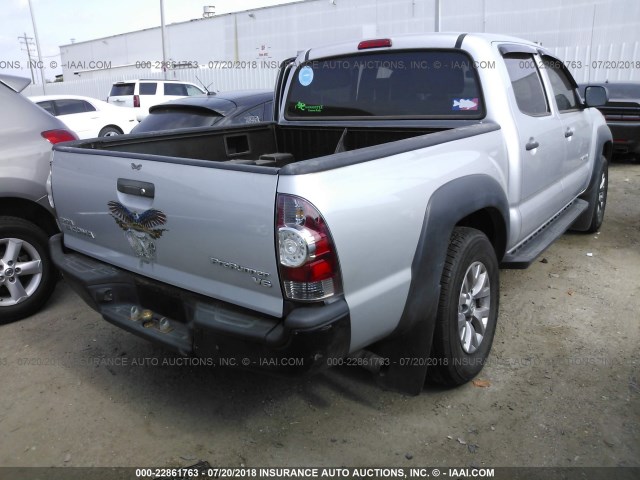 5TFJU4GN4BX008940 - 2011 TOYOTA TACOMA DOUBLE CAB PRERUNNER SILVER photo 4