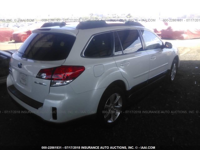 4S4BRCKC0D3309734 - 2013 SUBARU OUTBACK 2.5I LIMITED WHITE photo 4