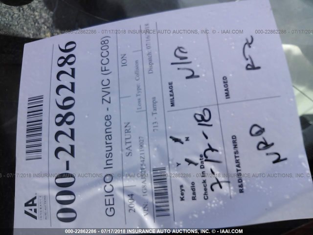 1G8AJ52F54Z119027 - 2004 SATURN ION LEVEL 2 Qırmızı foto 7