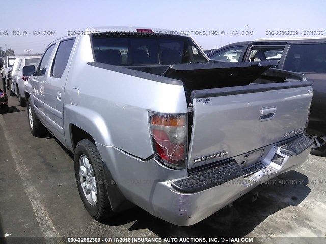 2HJYK16577H513169 - 2007 HONDA RIDGELINE RTL SILVER photo 3