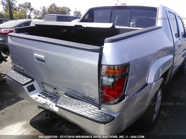 2HJYK16577H513169 - 2007 HONDA RIDGELINE RTL SILVER photo 6