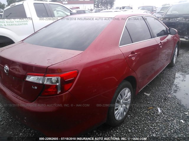 4T1BF1FK9DU665155 - 2013 TOYOTA CAMRY L/SE/LE/XLE 红色 照片 4