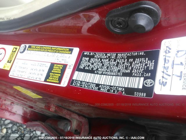 4T1BF1FK9DU665155 - 2013 TOYOTA CAMRY L/SE/LE/XLE 红色 照片 9