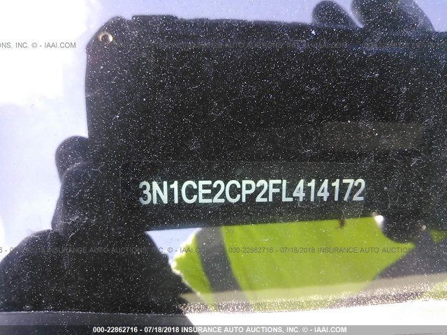 3N1CE2CP2FL414172 - 2015 NISSAN VERSA NOTE S/S PLUS/SV/SL/SR BLUE photo 9