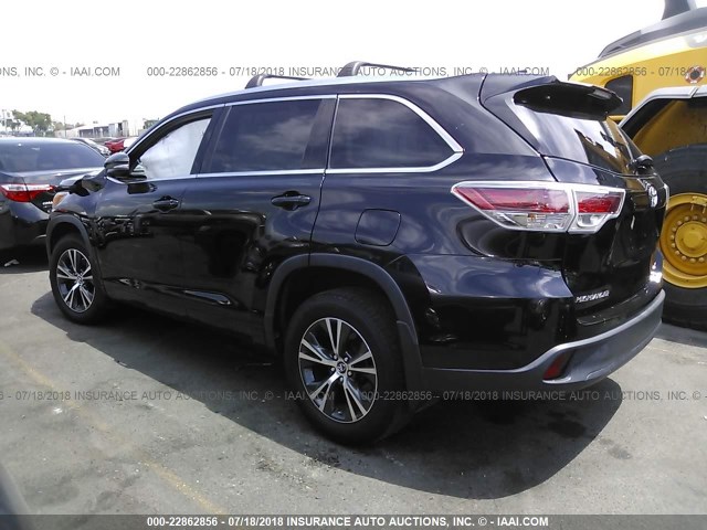 5TDKKRFH2GS154656 - 2016 TOYOTA HIGHLANDER XLE შავი ფოტო 3