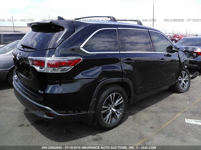 5TDKKRFH2GS154656 - 2016 TOYOTA HIGHLANDER XLE BLACK photo 4