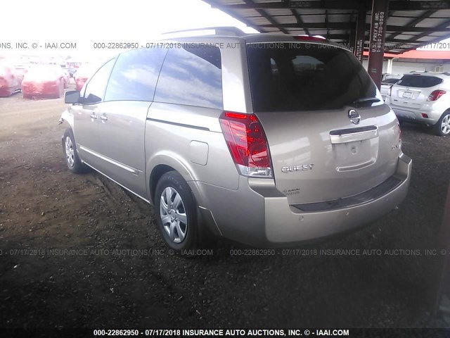 5N1BV28U47N117280 - 2007 NISSAN QUEST S/SE/SL GOLD photo 3