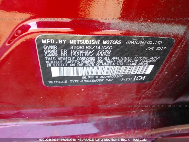 ML32F3FJ0JHF00287 - 2018 MITSUBISHI MIRAGE G4 ES Qırmızı foto 9