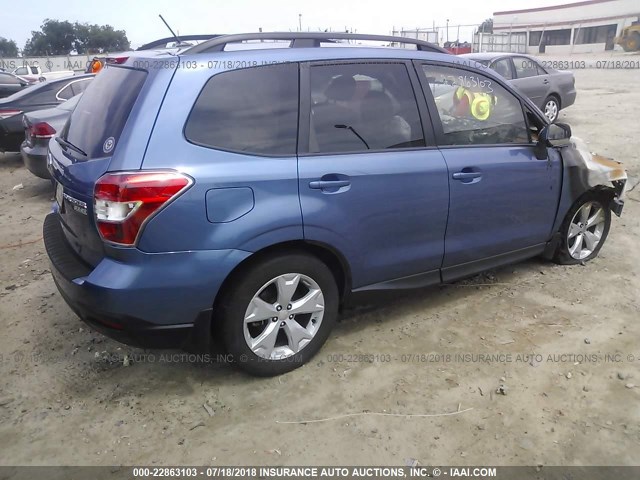 JF2SJADC4FH543119 - 2015 SUBARU FORESTER 2.5I PREMIUM BLUE photo 4